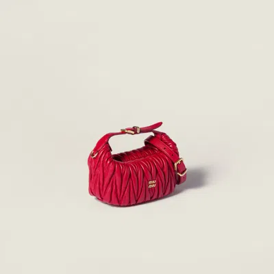 Miu Miu Matelassé Nappa Leather Pouch In Red