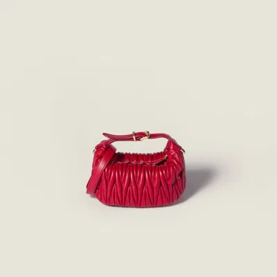 Miu Miu Matelassé Nappa Leather Pouch In Red