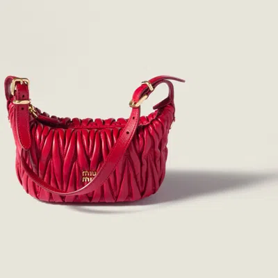 Miu Miu Matelassé Nappa Leather Pouch In Red