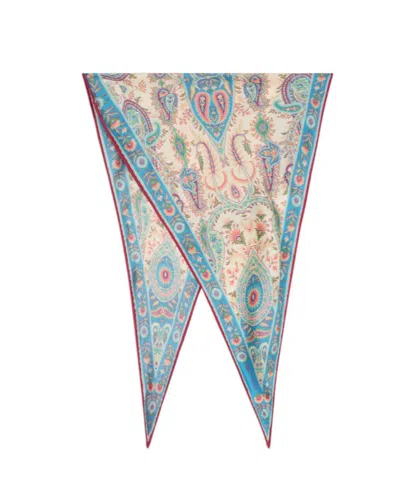 Etro Silk Scarf With Floral And Leafy Paisley Motif In Multi