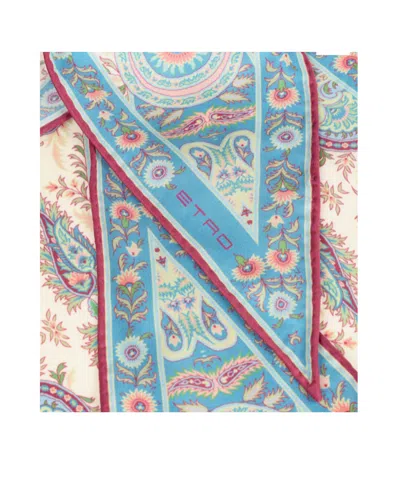 Etro Silk Scarf With Floral And Leafy Paisley Motif In Multi