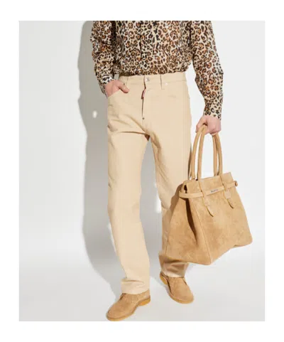 Dsquared2 Zip-up Back-patch Trousers In Animal Print