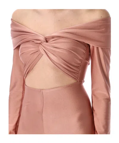 The Andamane Stretch Off-shoulder Cut-out Jumpsuit In Pink