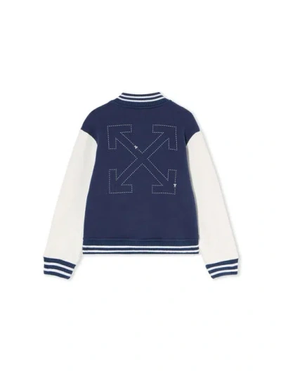 Off-white Arrow Dotline Varsity Jacket In Blue