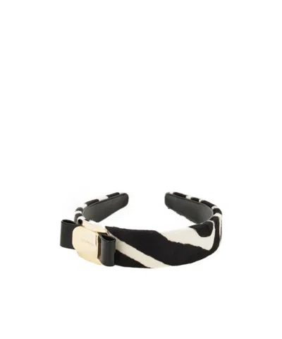 Ferragamo Vara Bow Zebra-print Headband In Multi