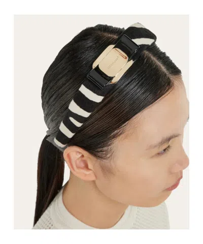 Ferragamo Vara Bow Zebra-print Headband In Multi