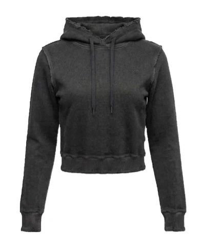 Diesel Long-sleeved Hooded Sweatshirt In Black