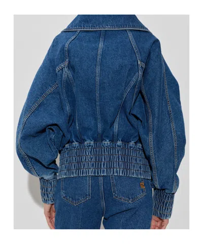 Balmain Long-sleeved Denim Jacket In Blue