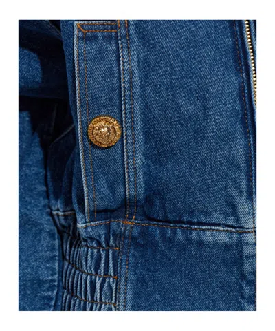 Balmain Long-sleeved Denim Jacket In Blue