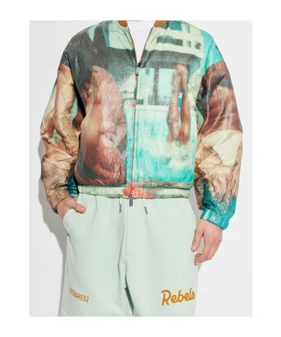 Dsquared2 Abstract-print Bomber Jacket In Multi