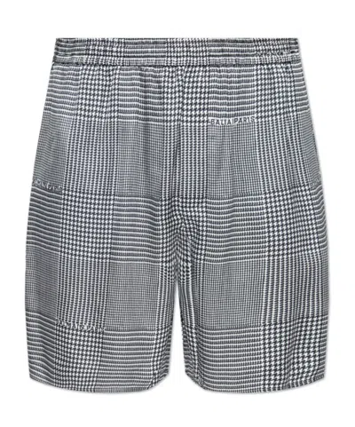 Balmain Houndstooth Elasticated Shorts In Gray