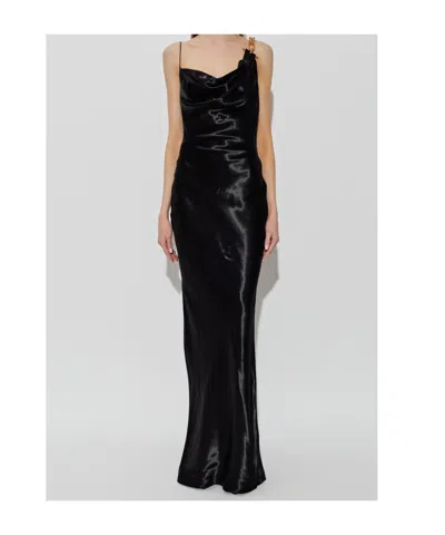 Balmain Chain-detail Draped Satin Gown In Multi