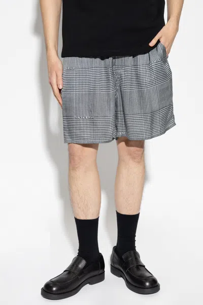 Balmain Houndstooth Elasticated Shorts In Gray