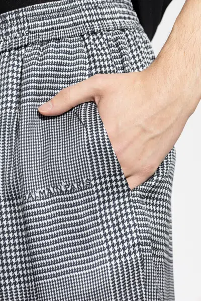 Balmain Houndstooth Elasticated Shorts In Gray