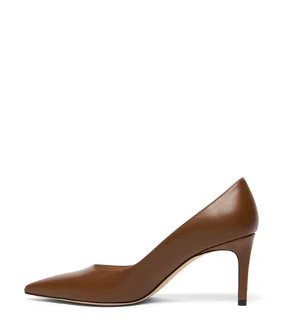 Stuart Weitzman Power Pointed Toe Stiletto Leather Pumps In Brown