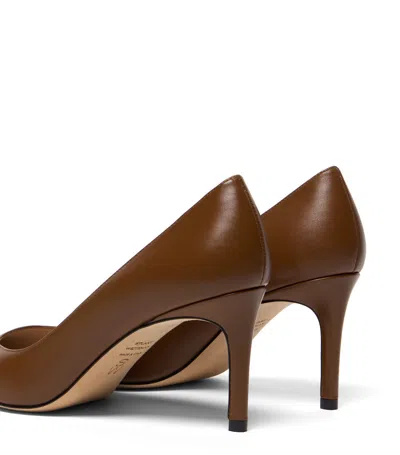 Stuart Weitzman Power Pointed Toe Stiletto Leather Pumps In Brown