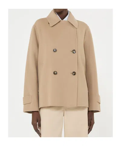 Weekend Max Mara Double-breasted Wool Blend Coat In Brown