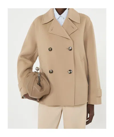 Weekend Max Mara Double-breasted Wool Blend Coat In Brown