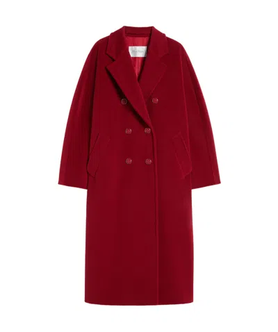 Max Mara Wool And Cashmere Long-sleeved Coat In Red