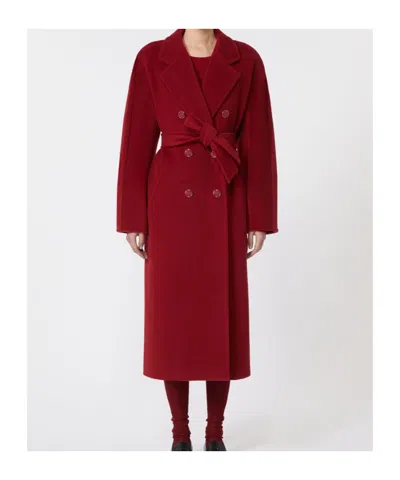 Max Mara Wool And Cashmere Long-sleeved Coat In Red