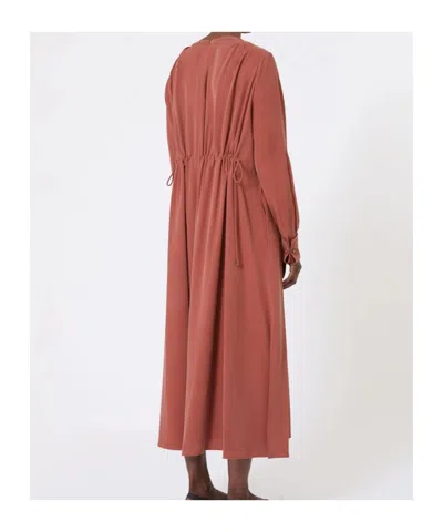 Max Mara Washed Silk Canvas Dress In Brown