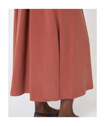 Max Mara Washed Silk Canvas Dress In Brown