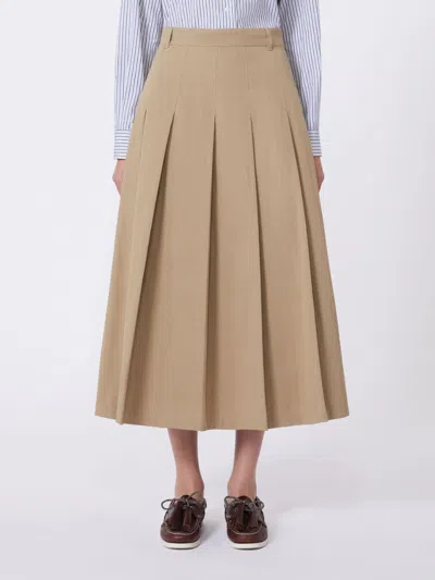 Weekend Max Mara Dorme Pleat Maxi Skirt In Gold