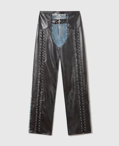 Stella Mccartney Lace-up Vegan Chap Jeans In Black
