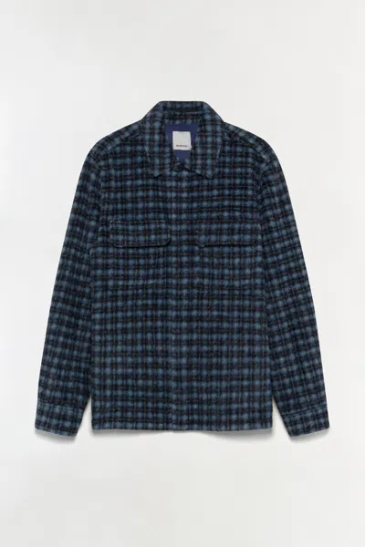 Simkhai Men's Caleb Brushed Plaid Shirt Jacket In Midnight Plaid In Blue