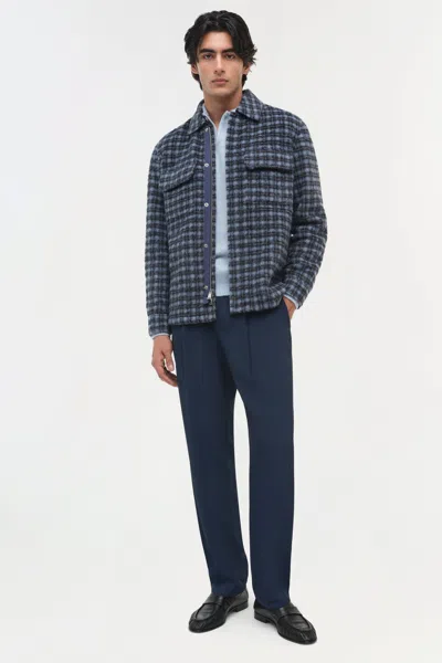 Simkhai Men's Caleb Brushed Plaid Shirt Jacket In Midnight Plaid In Blue