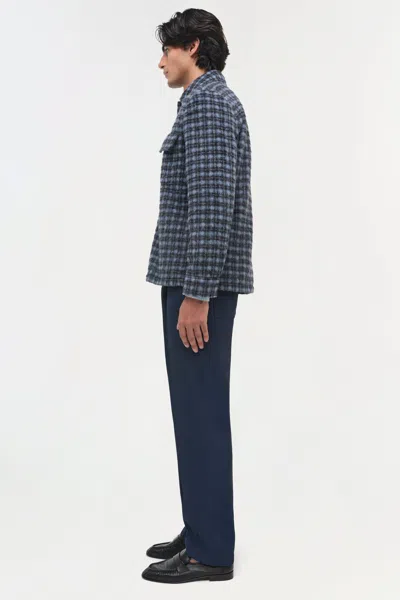 Simkhai Men's Caleb Brushed Plaid Shirt Jacket In Midnight Plaid In Blue