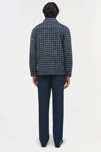 Simkhai Men's Caleb Brushed Plaid Shirt Jacket In Midnight Plaid In Blue