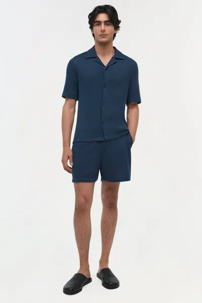 Simkhai Men's Conroy Wool Silk Shorts In Midnight In Blue