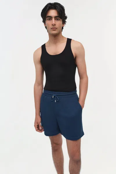 Simkhai Men's Conroy Wool Silk Shorts In Midnight In Blue