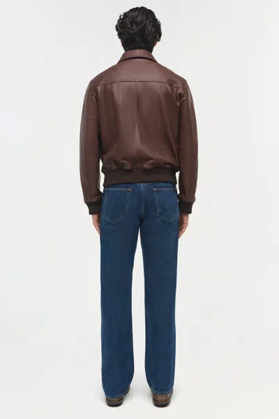 Simkhai Men's Bauer Leather Jacket In Sepia In Brown