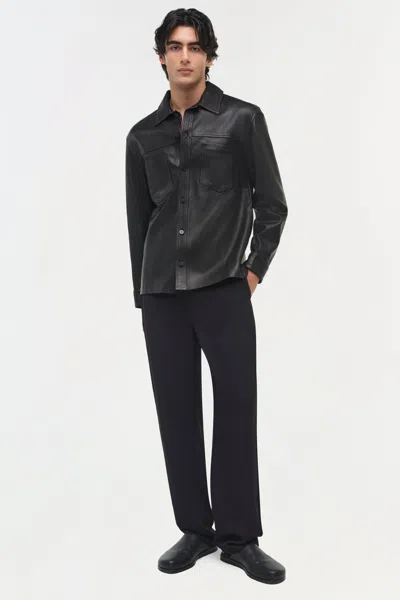 Simkhai Men's Gibson Leather Shirt Jacket In Black