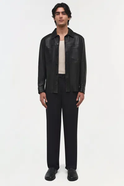 Simkhai Men's Gibson Leather Shirt Jacket In Black