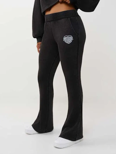True Religion Women's Washed Heritage Bootcut Sweatpant In Black