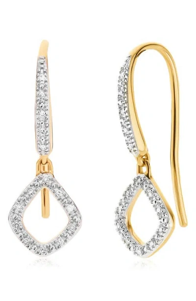 Monica Vinader Diamond And 18k Yellow Gold Vermeil Riva Mini Kite Drop Earrings In Gold