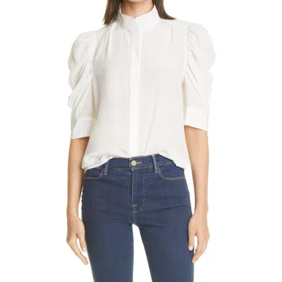 Frame Gillian Puff-sleeve Silk-chiffon Blouse In White