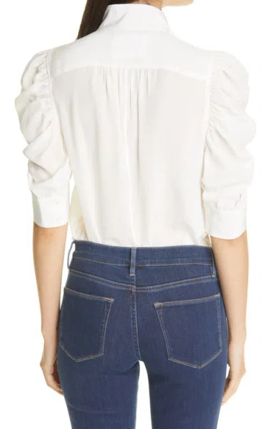Frame Gillian Puff-sleeve Silk-chiffon Blouse In White