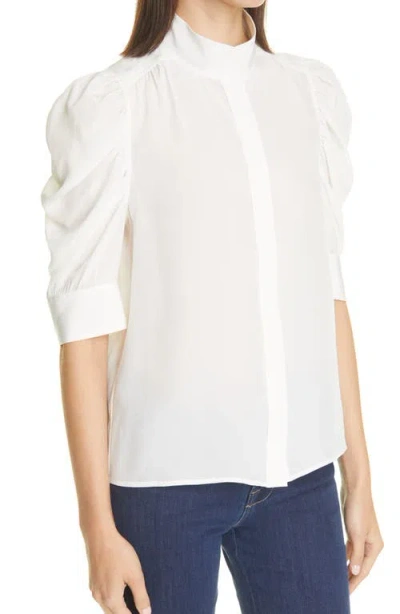 Frame Gillian Puff-sleeve Silk-chiffon Blouse In White