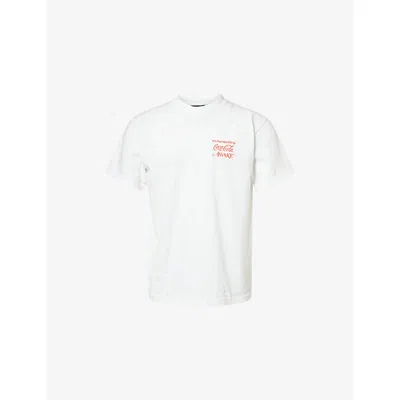 Awake Ny Mens White  X Coca Cola Real Thing Crewneck Cotton-jersey T-shirt Xl In White