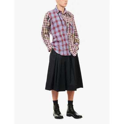 Vivienne Westwood Mens Multi Chaos Asymmetric Cotton Shirt In Red