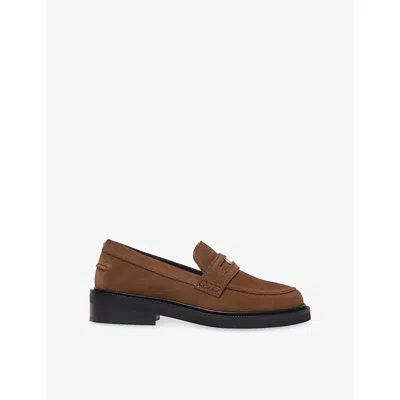 Maje Suede Loafers In Brown