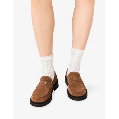 Maje Suede Loafers In Brown