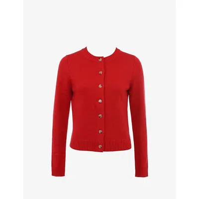 House Of Cb Womens Red Round-neck Cashmere And Merino Wool-blend Cardigan In Red
