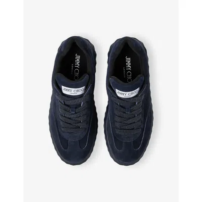 Jimmy Choo Womens V Midnight Diamond Maxi Suede Low-top Trainers Eur 40 / 7 Uk In Multi