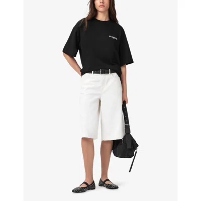 Allsaints Guardian Amelie Short Sleeve Graphic Logo T-shirt With Back Print In Black