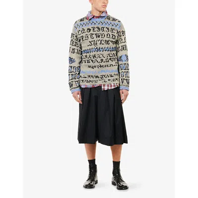 Vivienne Westwood Mens Blue Tapestry Lili Graphic-pattern Knit Jumper In Multi